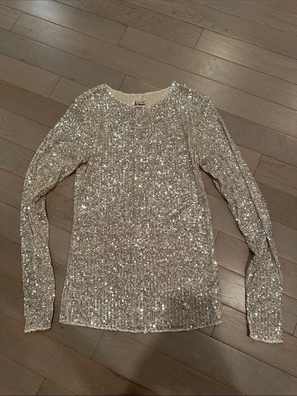 Free People Champagne Sequin long sleeve